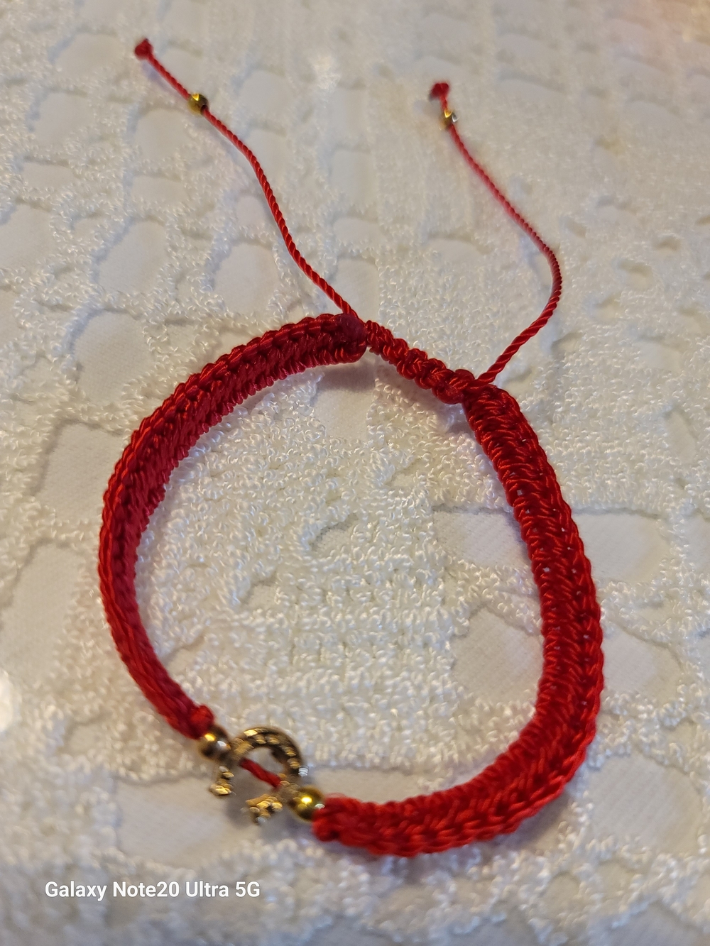 Red Braided Cord Bracelet with Gold Accent